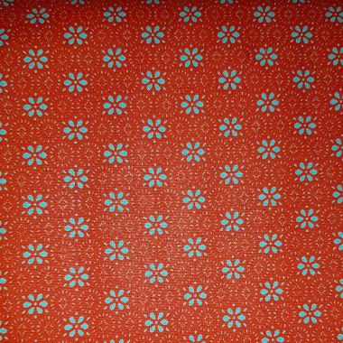 Bavlna květy na oranžové č.17 cena za 1 metr