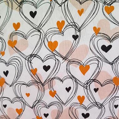 Srdce zlato na bílé bavlna č.91 cena za 1 metr Srdce zlato na bílé bavlna č.91 cena za 1 metr