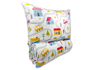 Krepové dětské povlečení 140x200, 70x90cm Městečko Krepové dětské povlečení 140x200, 70x90cm Městečko