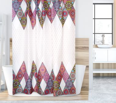 Koupelnový závěs růžová mandala Koupelnový závěs růžová mandala