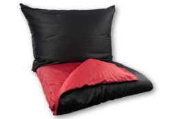 Prodloužené povlečení Satén UNI DUO 140x220, 70x90cm černá/vínová