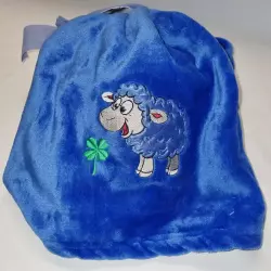 Dětská deka výšivka ovečka mikroplyš modrá100x75cm