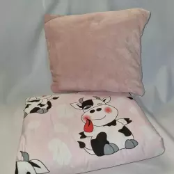 Dětská souprava deka+polštář růžová kráva