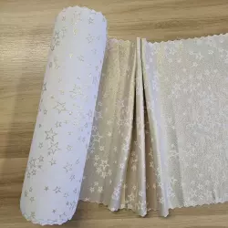 Český výrobce  Vánoční běhoun zlaté hvězdy na bílé cena za 1 metr